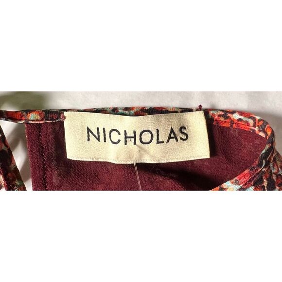 NICHOLAS Devan gathered snake-print crepe mini dress in Burgundy NWT Size 4 - Picture 7 of 11